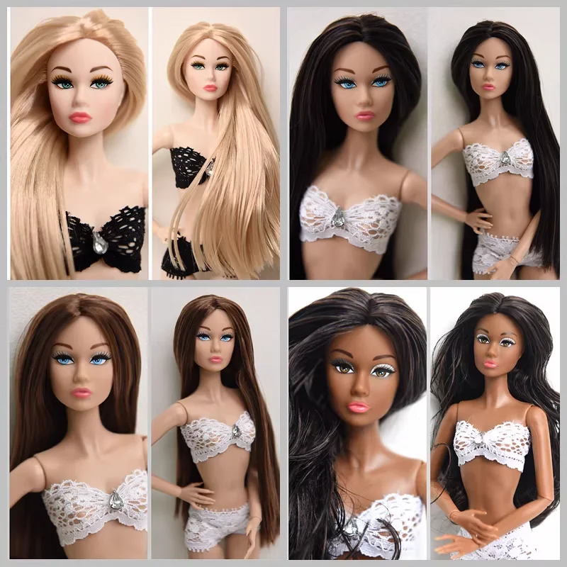 

1/6 Supermodel doll 2025 new / 32cm nude doll with normal white skin brown gold curly hair / 12 joint movable body + head