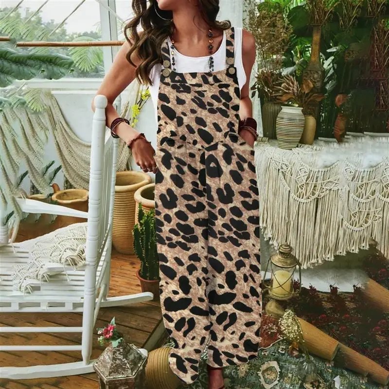 

Костюм-комбинезон женский с леопардовым принтом, на двух пуговицах, с длинными брюками, средней посадки, из другой ткани, летний, 2025, без фирменной маркировки...