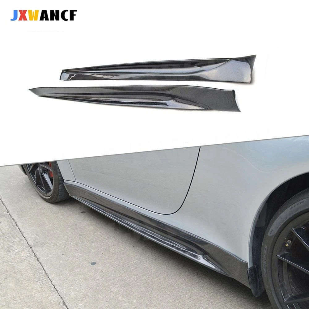 

JXWANCF Carbon Fiber Side Skirts Aprons fit for Porsche 911 991 GT3 Carrera 2012 2013 2014 2015 V Style Door Bumper Guard