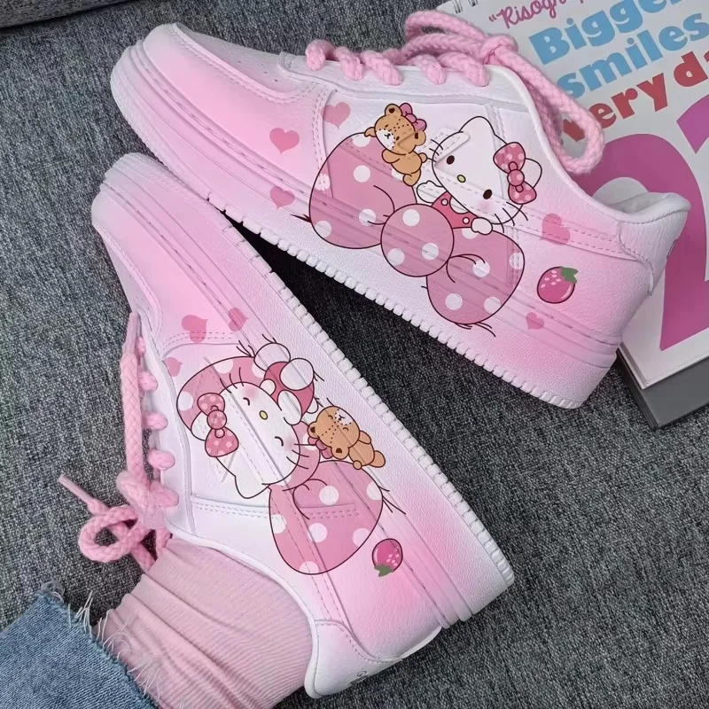 

New Sanrio Hello Kitty Casual Shoes Figure Cartoon Spring And Autumn Sneakers Kawaii Non-Slip Comfort Girl Women Student Gift