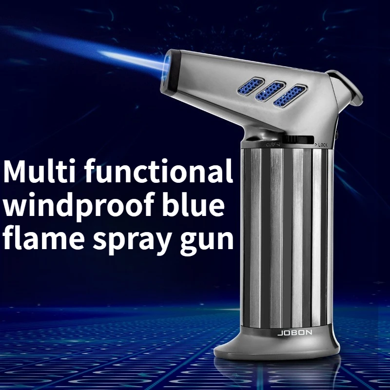 

New Windproof Blue Flame Straight Jet Spray Gun Outdoor Barbecue Ignition Gun Cigar Lighter Metal Welding Gun Lighter