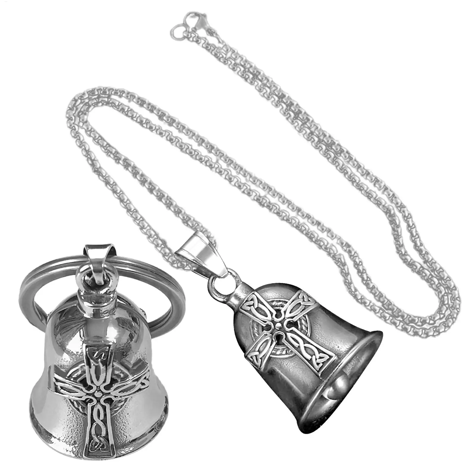 1pcs Vintage 3D Design Motorcycle Bell Retro Cross Design Biker Good Luck Charm Alloy Punk Style Evil Spirit Trap Bell Men