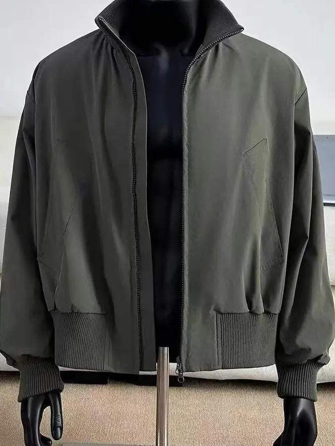 American Retro Stand Collar Flight Jaet Primavera Autunno da uomo ort Sle Casual Versatile Baseball orm Loose Fit Polyest...