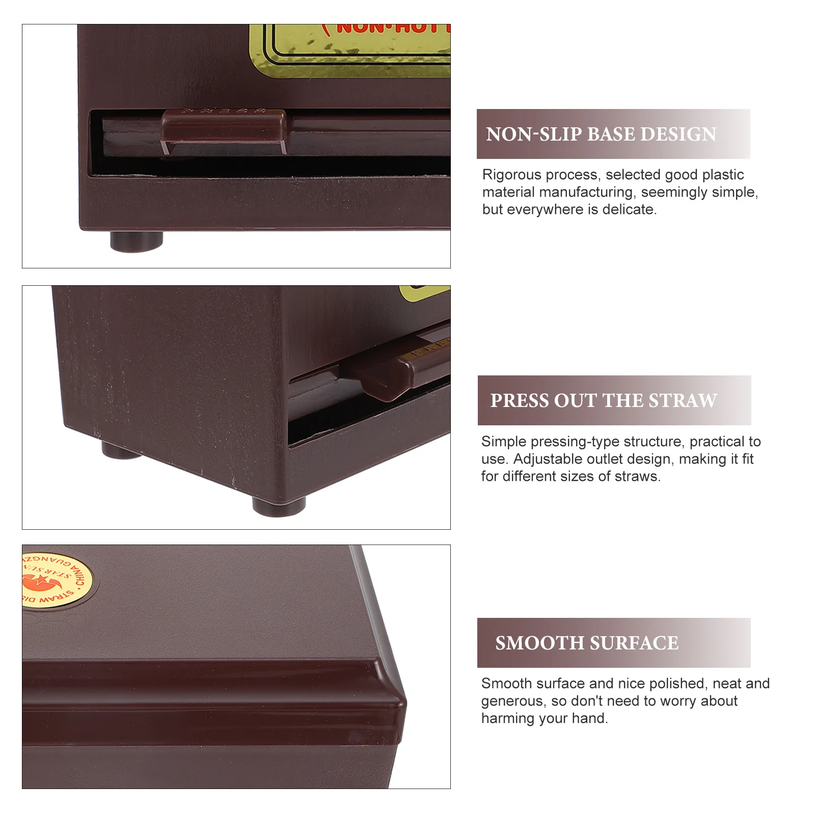 

1pc Straw Dispenser Box Adjustable Outlet Smooth Plastic Surface For Restaurant Coffee Shop Fast Food Straw Storage Container