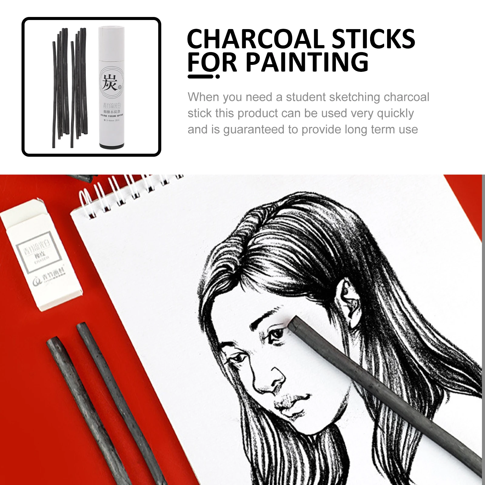 

25 Pcs Vine Charcoal Medium Pencils for Artists Compressed Soft Product Sticks Drawing Supply Tablets