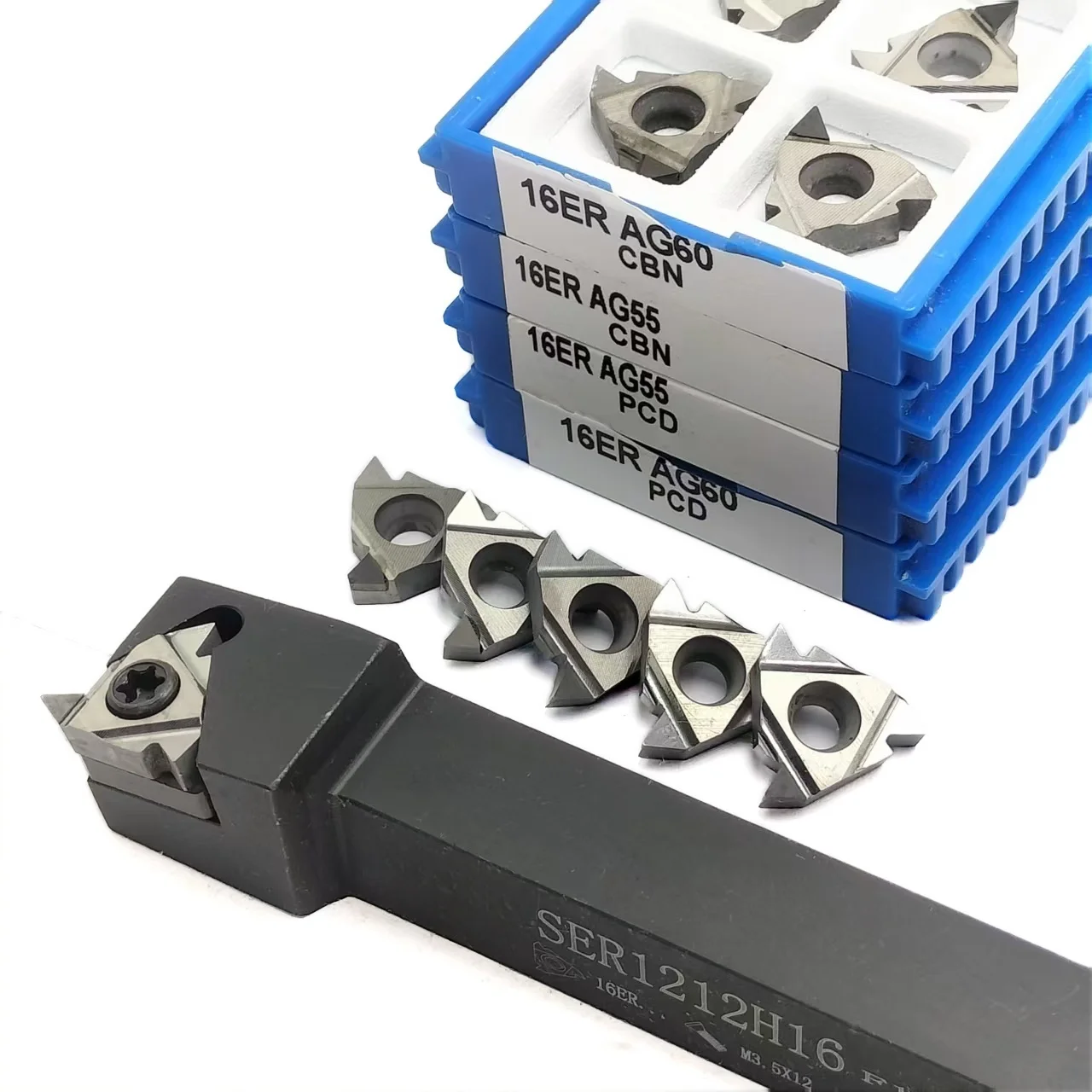 SER1212 SER1616 SER2020 SER2525 External Thread Tool Holder Fit 16ER AG55 AG60 CNC Threading Carbide Inserts