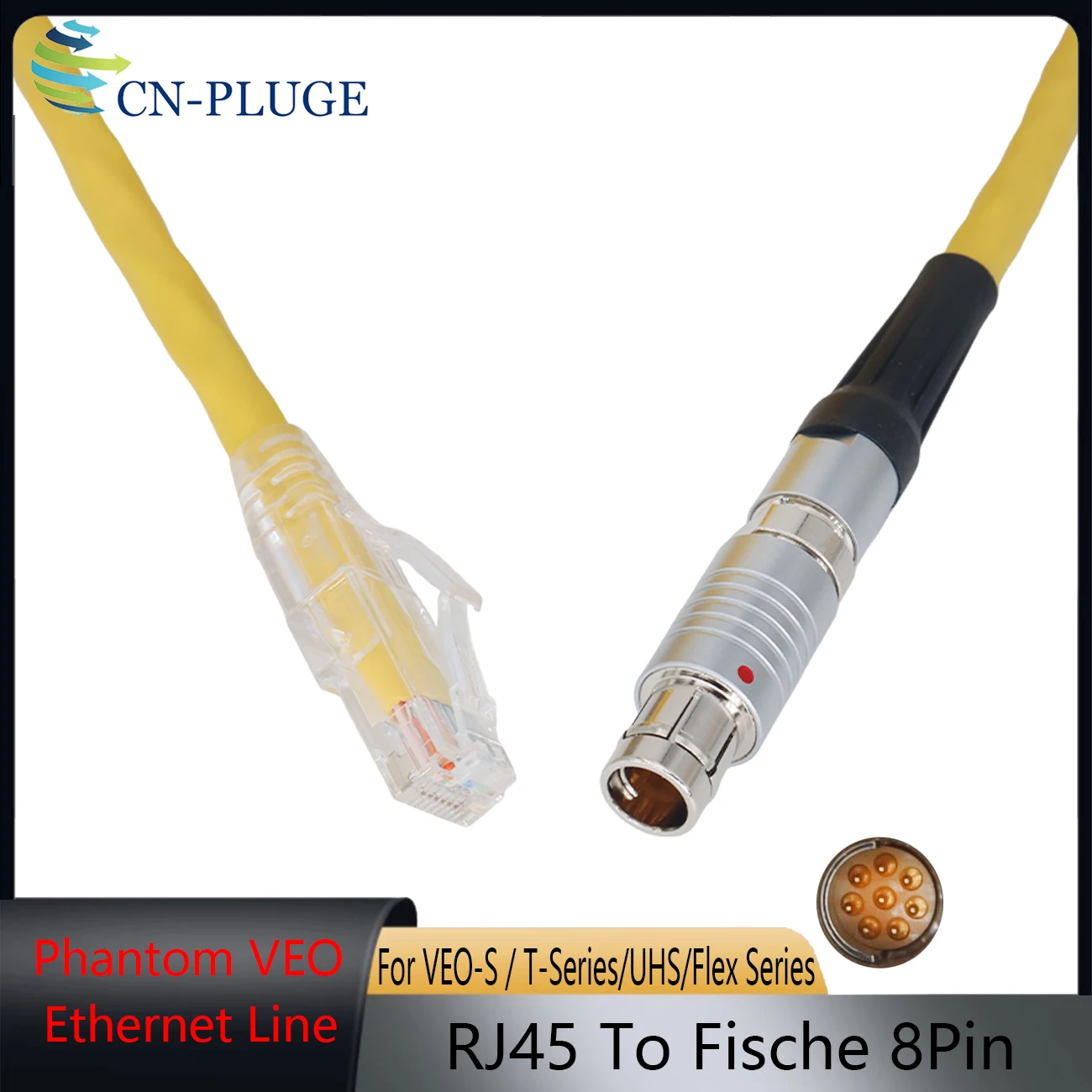 Fischer 8Pin To RJ45 10GigE Ethernet  Shielded High‑Speed Data Cable For Phantom Camera VEO 340S 440S 640S/ T‑Series/UHS/Flex