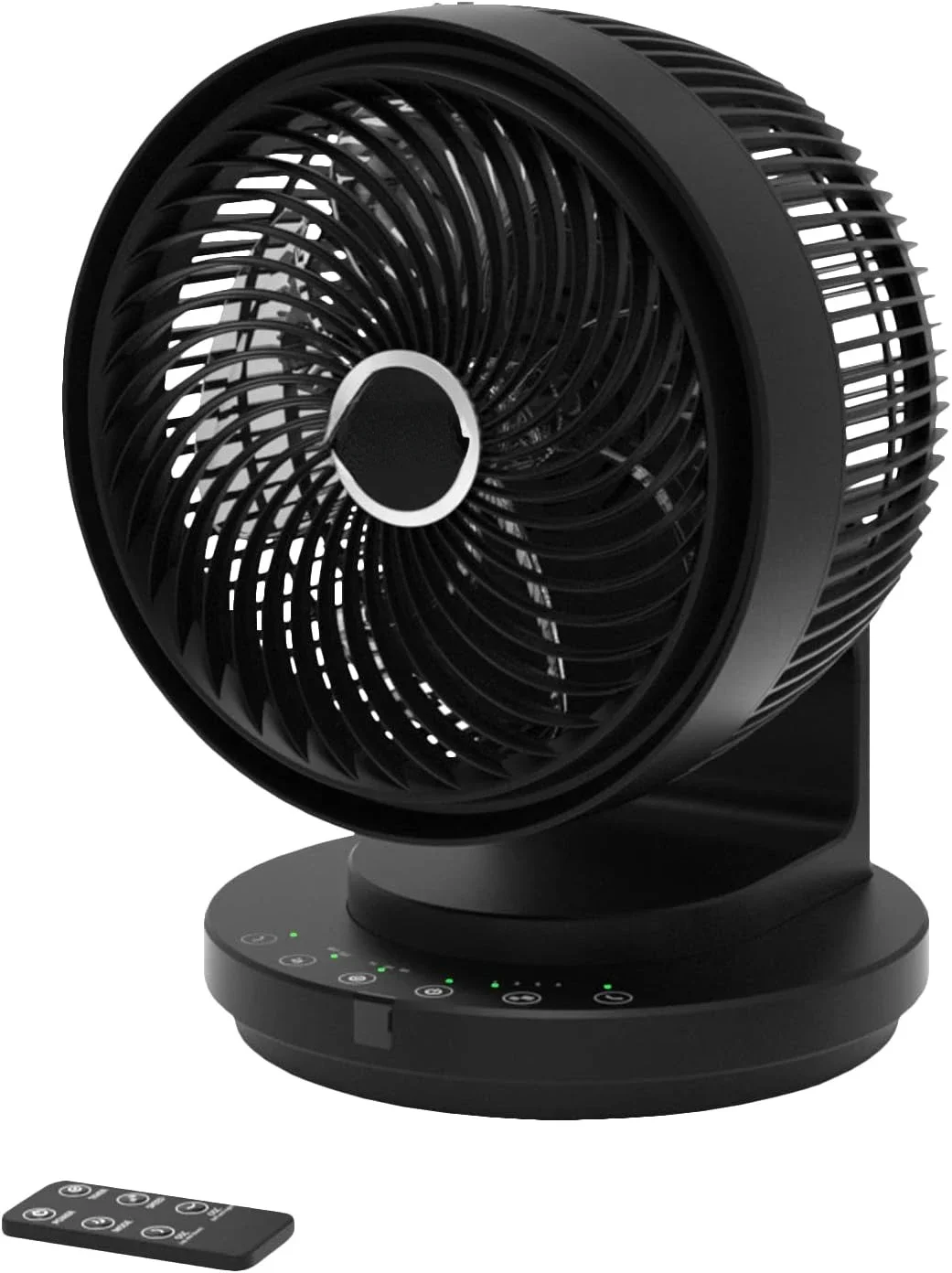 

Compact Quiet Cooling Mini Fan 9\u201D Oscillating AC Desk or Table Fan with Remote Control, 4 Speed Settings, 2 Wind Modes, Tar