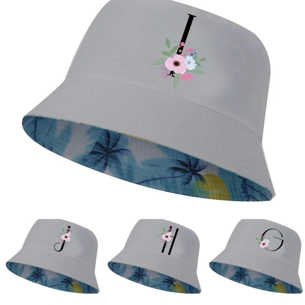 

Unisex Winter Bucket Hats Man Women Cotton Reversible Fisherman Cap Girl Boy Outdoor Double-sided Fishing Caps Flower and Black