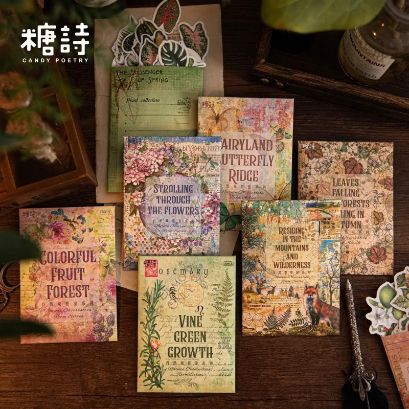 

50Pcs/lot Vintage Floral Plant Butterfly Stickers Antique Flower Journal DIY Collage Decor Supplies