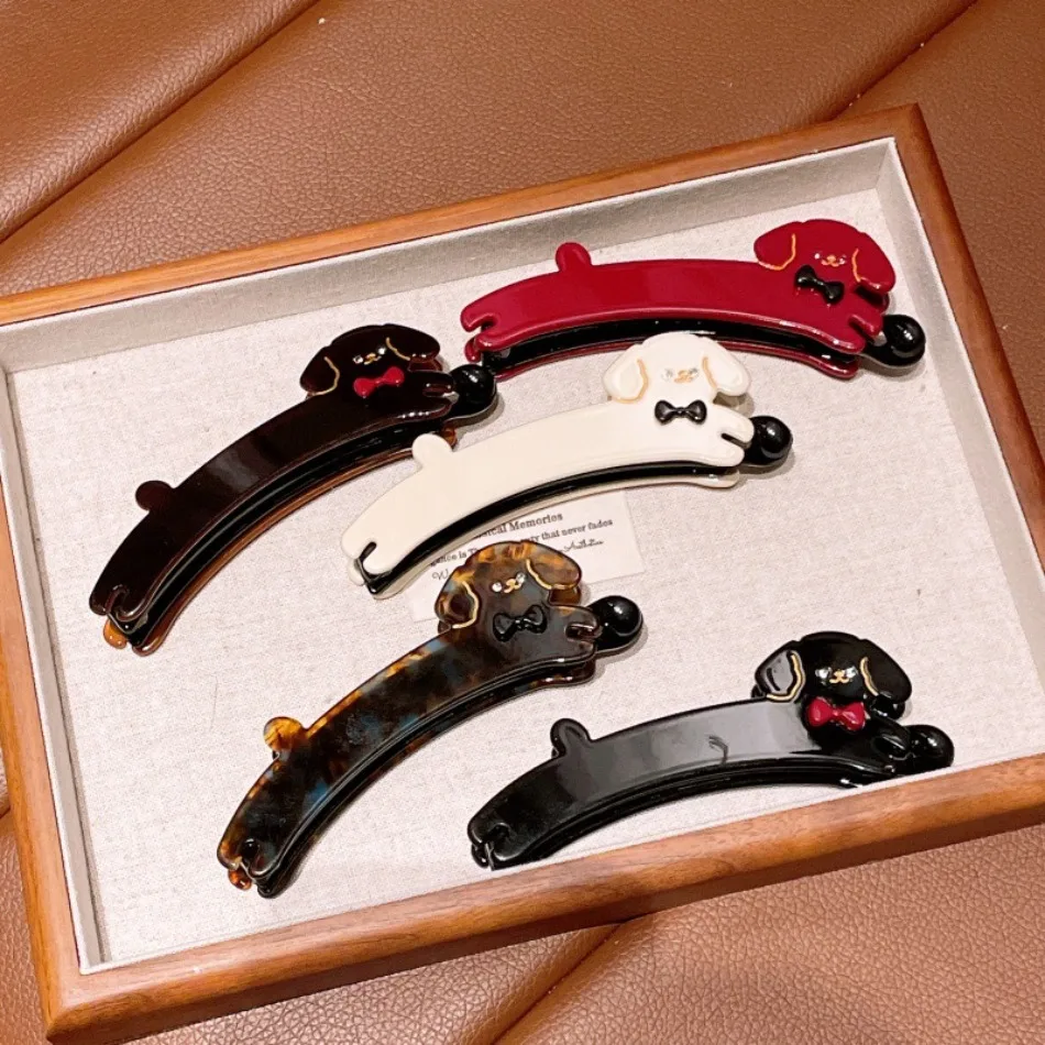 

Korean Cat-shaped Acetate Hair Clip for Women Back-of-the-head Vertical Clip Ponytail Hairpin High-end Look Banana Clip ZX07