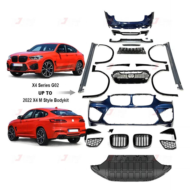 

X4 Suv G02 F98 Комплект кузова для BMW X4 G02 Обновление до X4 M Стиль Детали кузова M40dX M40iX Автомобильные бамперы 2022+