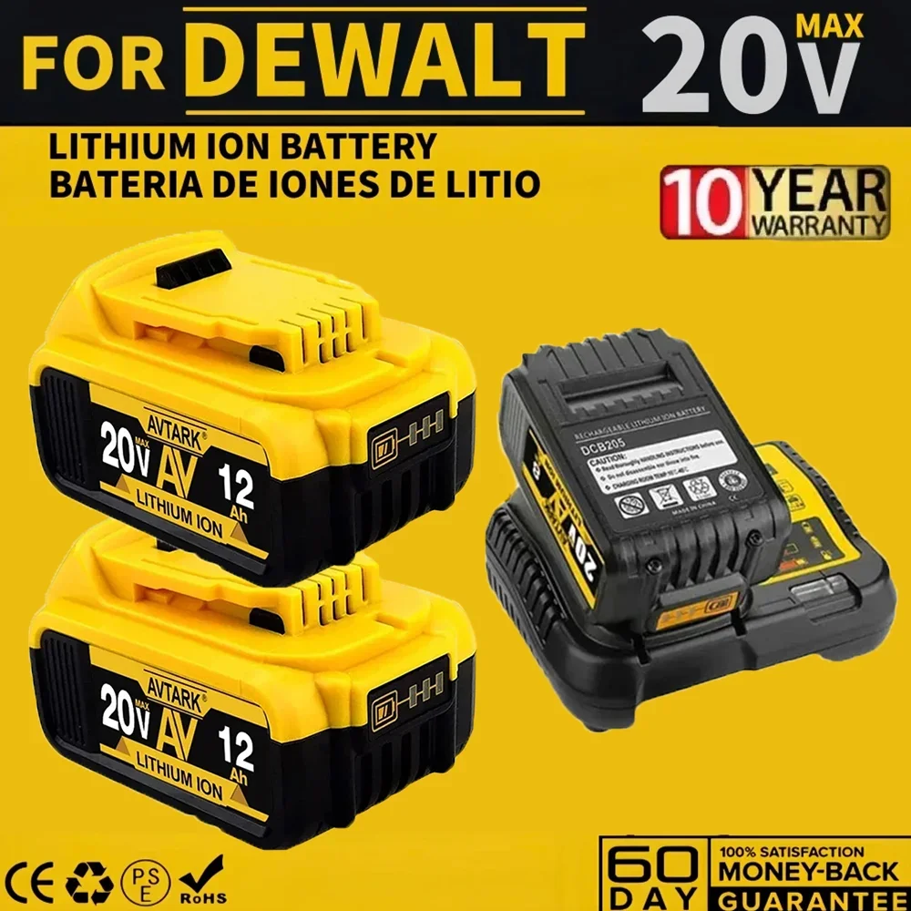 For DeWalt 20V 20 Volt Max 8.0AH Lithium Battery DCB206-2 DCB205-2 DCB205 DCB201 DCB203
