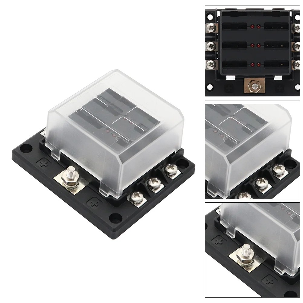 

6 Way Fuse Negative Bus Ground LED Light Cover for Automotive Marine Motorhome Motorsport Applications Fuse