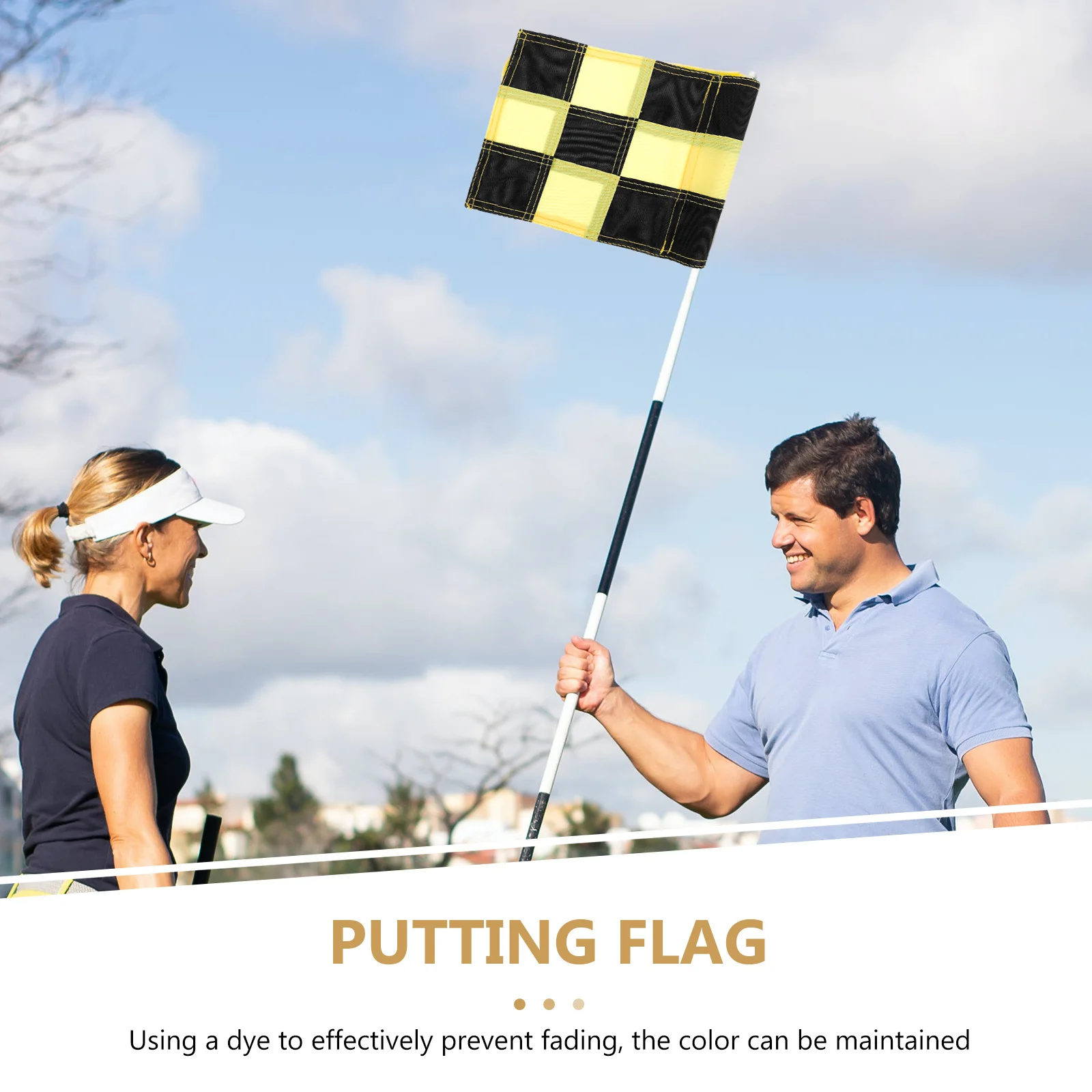 

Golfing Flag Checkered Nylon Practice Training Portable Golf Flags for Putting Yard Markers Outdoor Use Football Yard Markers