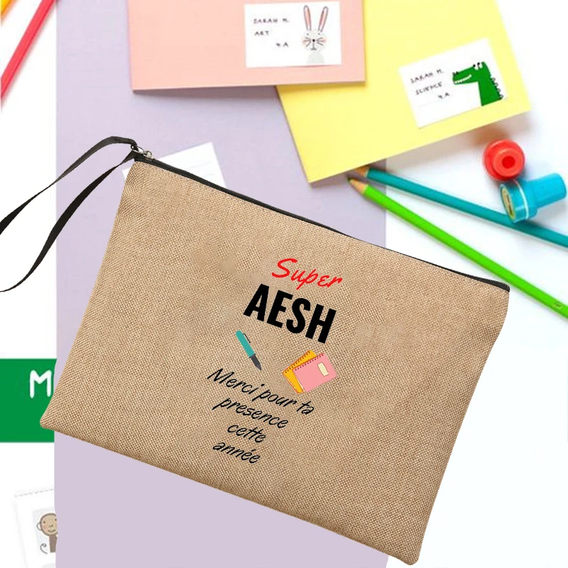 Super AESH Printed Makeup Bag Women Neceser Linen Zipper Pouch Travel Toiletry Organizer School Pencil Storage Bags AESH Gifts