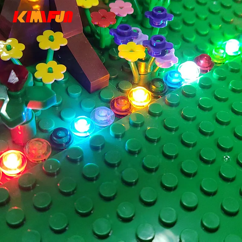 12pcs USB LED 3-Way Running Water Lamp Street Building Blocks Car DIY Scene Model Runway Atmosphere Light 1X1 MOC Brick Toy