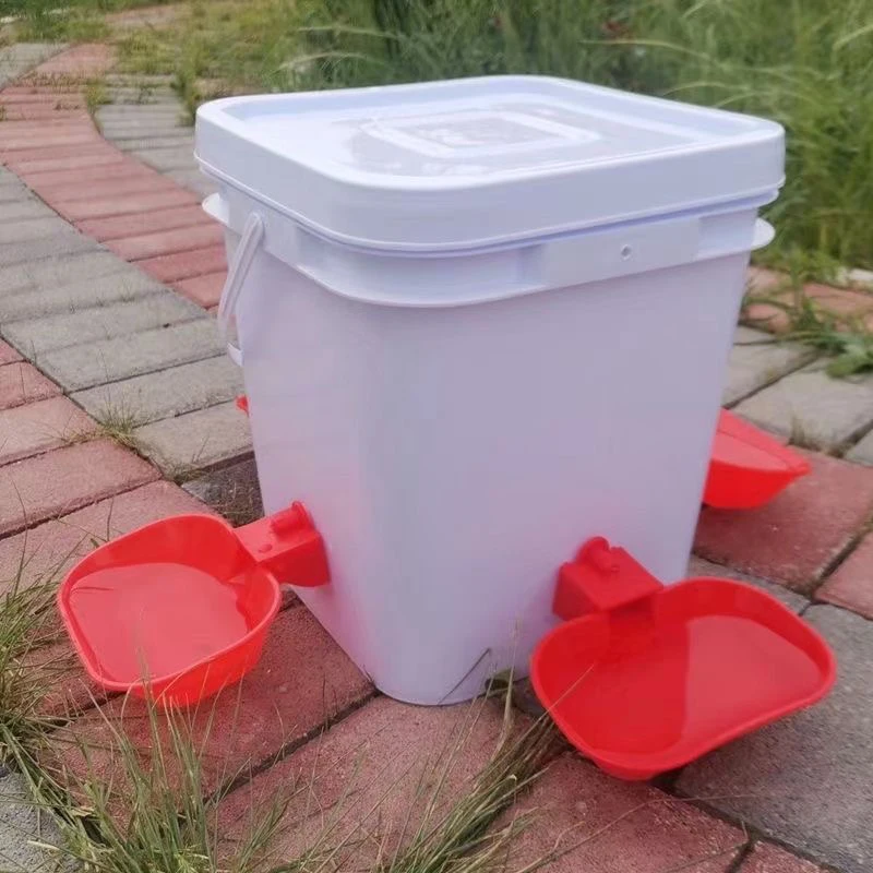 

4 Chicken Drinking Cup,with 10L bucket Automatic Drinker Chicken Feeder Plastic Poultry Waterer Drinking Water Feeder for Chicks