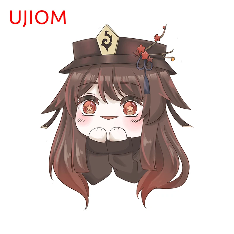 UJIOM 13cm X 10.9cm Genshin Impact Hu Tao Cute Litte Girl Wall Stickers Creative Children Room Decor Decal 3D Wallpapers