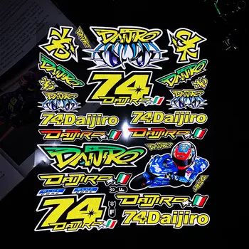 適用於 HONDA YAMAHA SUZUKI BRIDGESTONE SHOEI 的反光摩托車配件賽車貼紙頭盔貼花裝飾 74 Daijiro 6 最佳銷售 普利司通 - №3