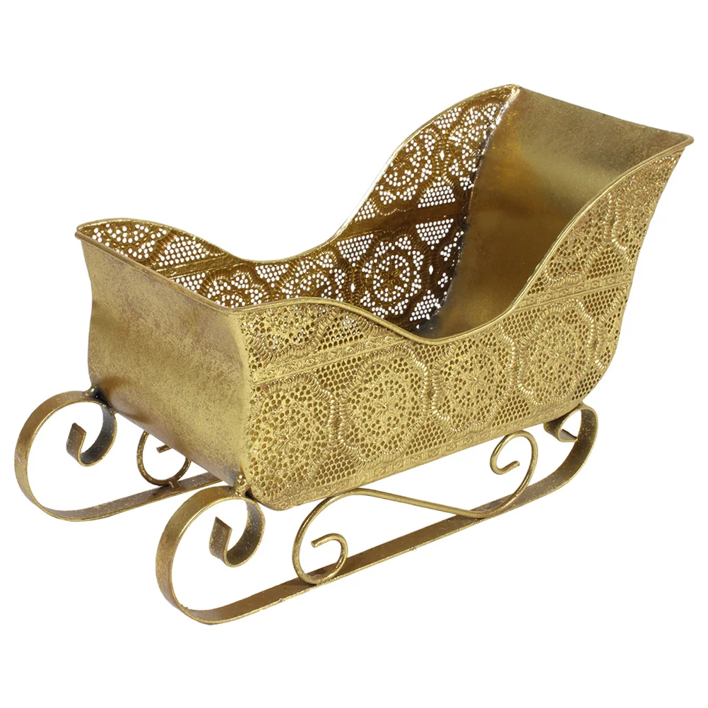 

Christmas Sleigh Metal Decoration Rustic Vintage Candy Holder Desktop Table Centerpiece Christmas Party Decor Sleigh