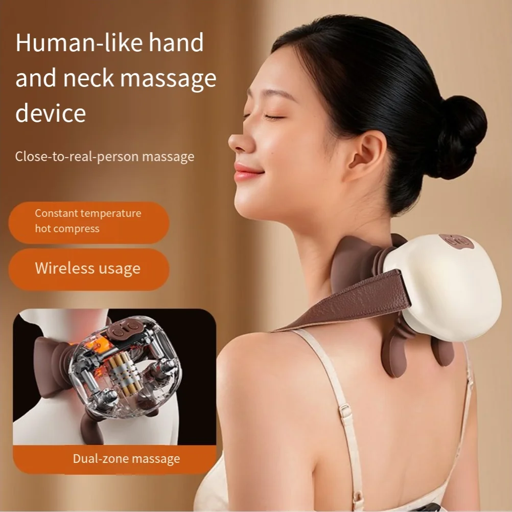 Mini Neck Shoulder Massager Shawl - Hot Compress Hand-kneading Portable Massager for Trapezius Muscle Relief
