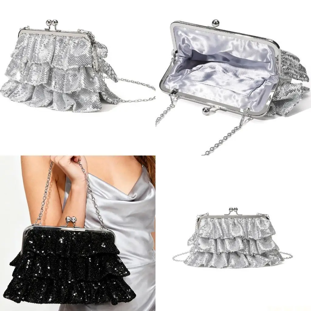 

X90D вечерняя сумка с блестками для ночных вечеринок, регулируемый ремень с застежкой и отделениями, сумка на плечо, модная