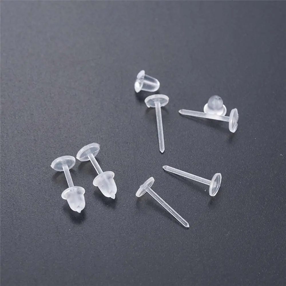 Women Pad Transparent Ear Protect Anti Allergy Jewelry Parts Ear Hole Blockage Pure Color Ear Post Plastic Stud Earring DIY