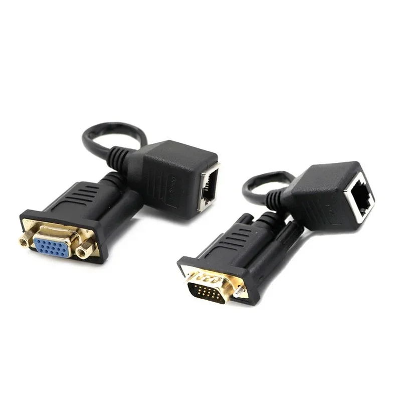 RJ45 to VGA Extender Male to LAN CAT5 CAT6 RJ45 Network Ethernet Cable Female Adapter Computer Extra Switch Converter