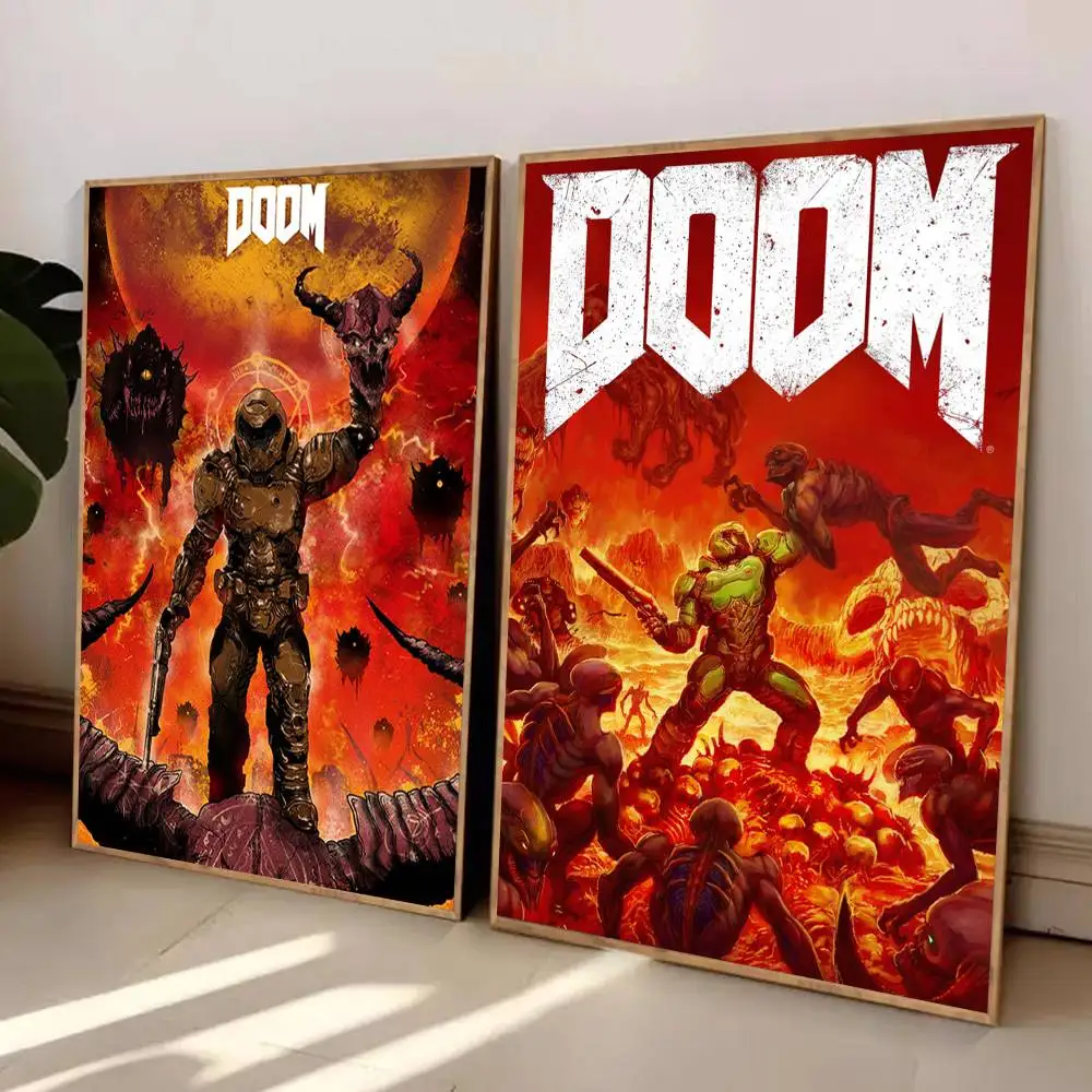 ملصق لعبة Doom عالي الدقة على الحائط اللاصق المقاوم للماء وغرفة المعيشة المنزلية وغرفة النوم والديكور الجمالي