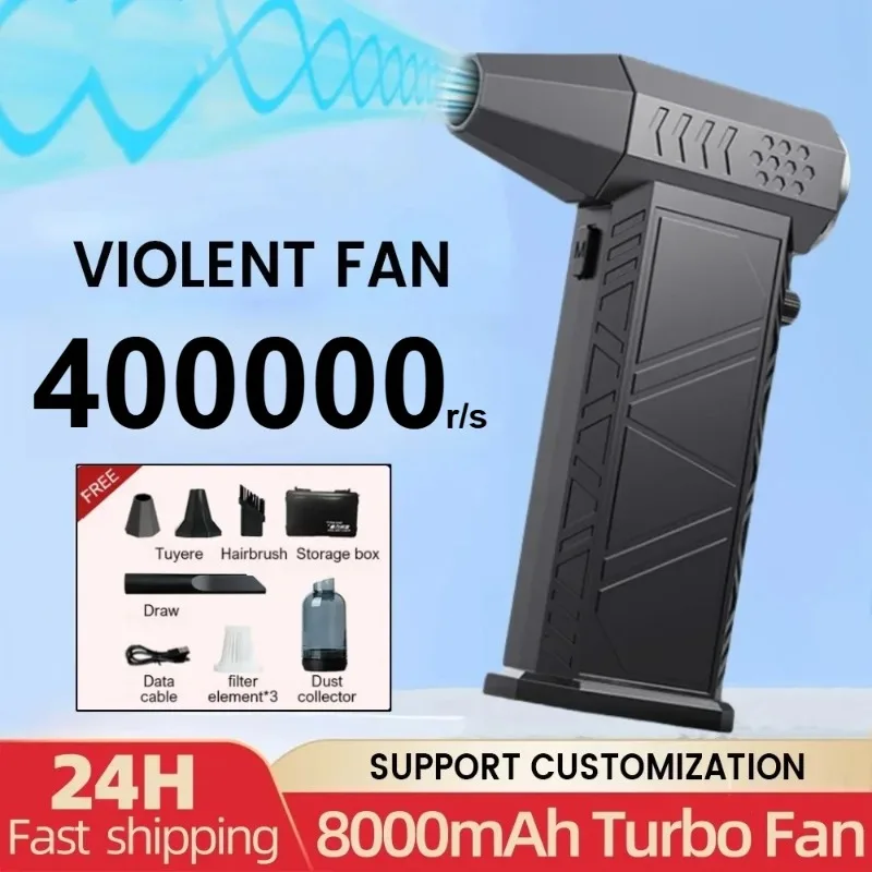 

400000RPM Violent Fan Powerful Air Blower Vacuum Dust Cleaner Type-C Charging Strong Winds 58m/s Brushless Turbo Jet Blower Dry