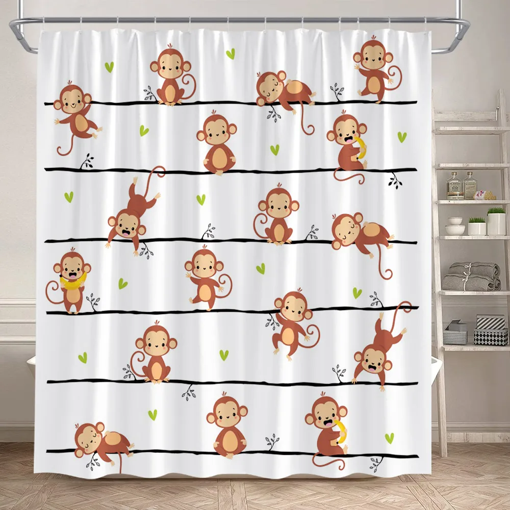 Cute Panda Shower Curtains for Bathroom, Funny Black and White Animals on Bamboo Kids Fabric Bath Curtain,Boys Girls Home Decor