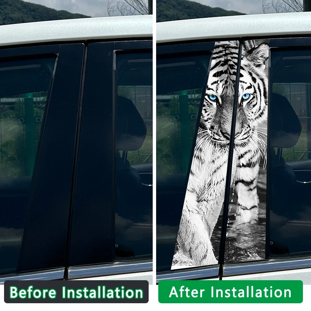 2Pcs/set TIGER Waterproof Car B-pillar Vinyl Decal Stickers Auto Center Pillar Sticker Cover Scratches Vehicle Decor Accessories