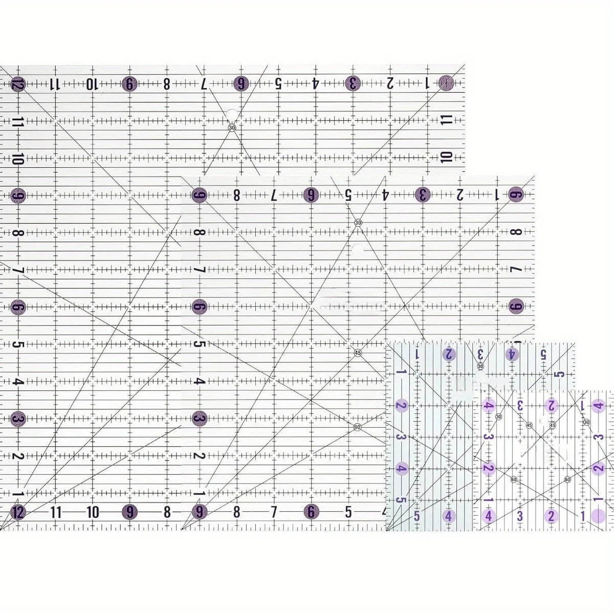 

4 шт. линейки для шитья-прозрачные акриловые Нескользящие швы, заплатки и линейки для шитья с прозрачными черными линиями и 30, 45,