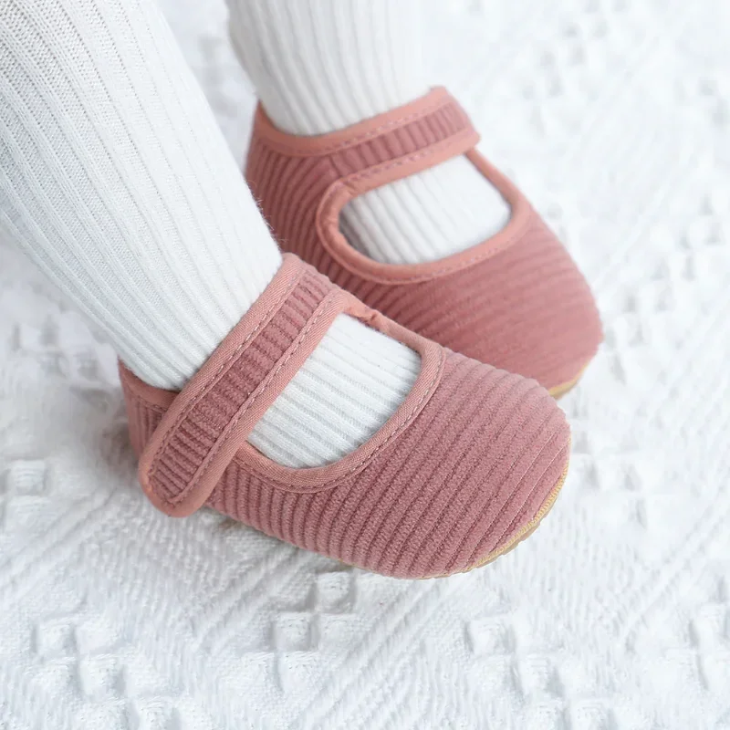 Autumn Baby Girls Boys Non-Slip Corduroy First Walking Shoes Soft Sole Solid Infant Sock Shoes