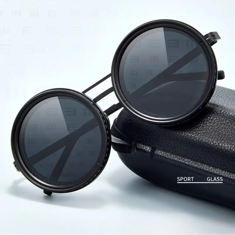 Handmade ND Adjustable Sunglasses 1~9 Manual Dimming Glasses Fishing Filter Shades UV400 Vintage Steampunk Polarized Sun Glasses