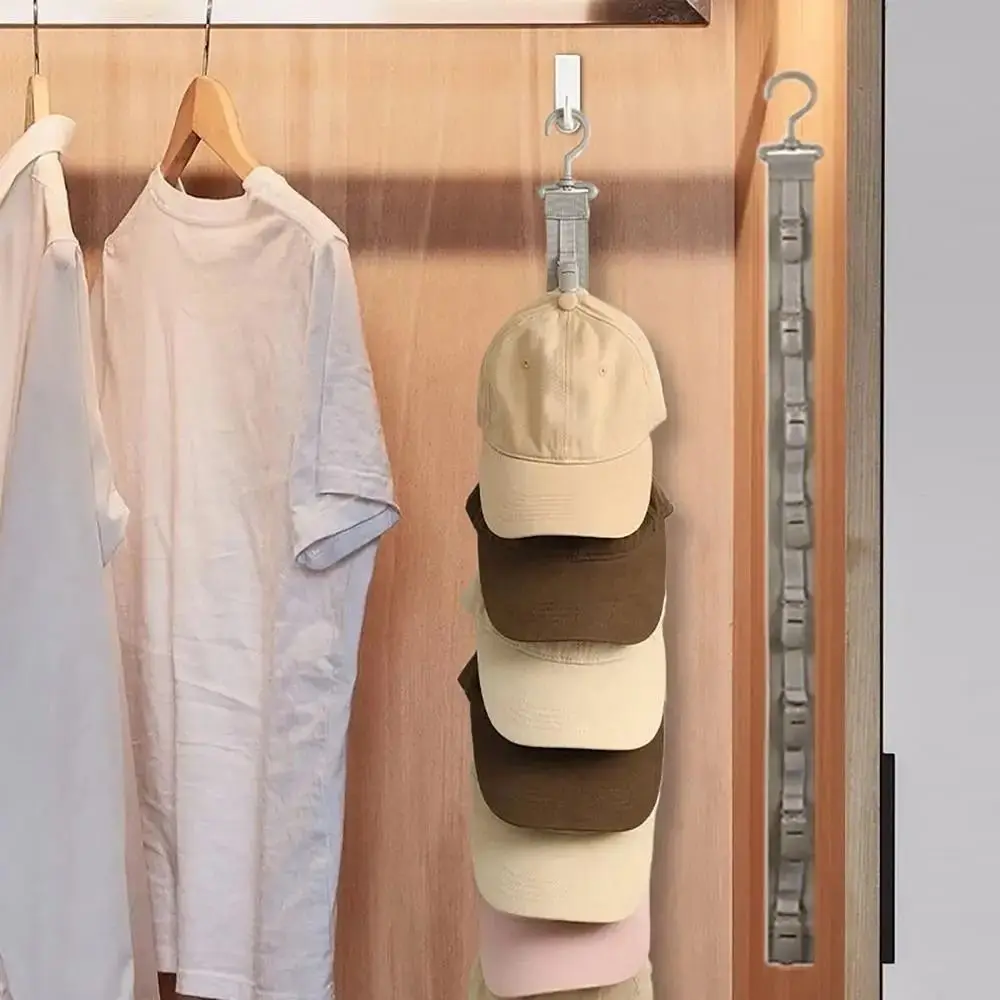 

Hat Holder Hanging Hat Rack with 8 Clips Rotating Hook Golf Caps Stand Space-Saving Vertical Caps Storage Hanger Baseball Caps