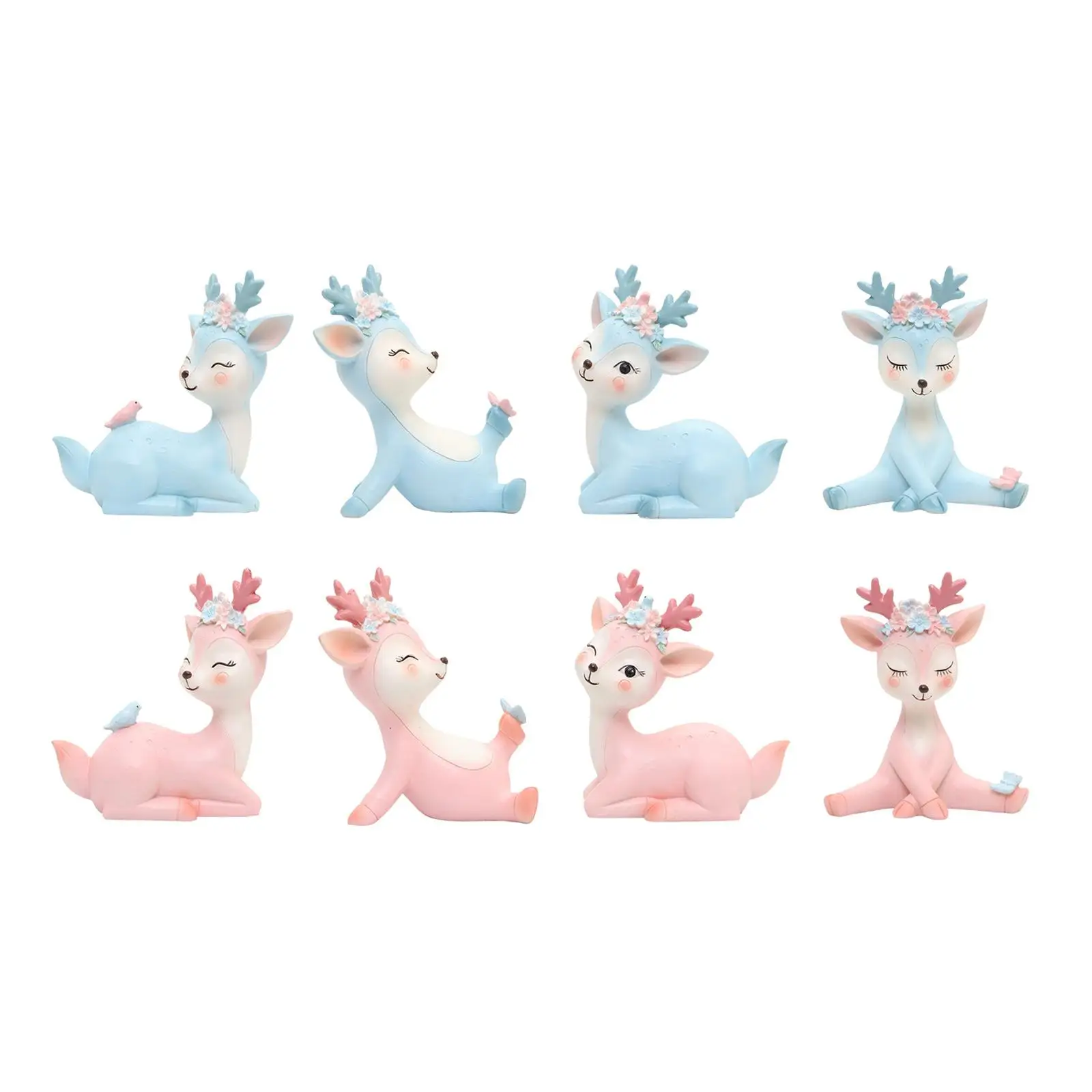 Nordic Resin Reindeer Statue Animal Sculpture Cake Topper Car Desktop Decoration Crafts