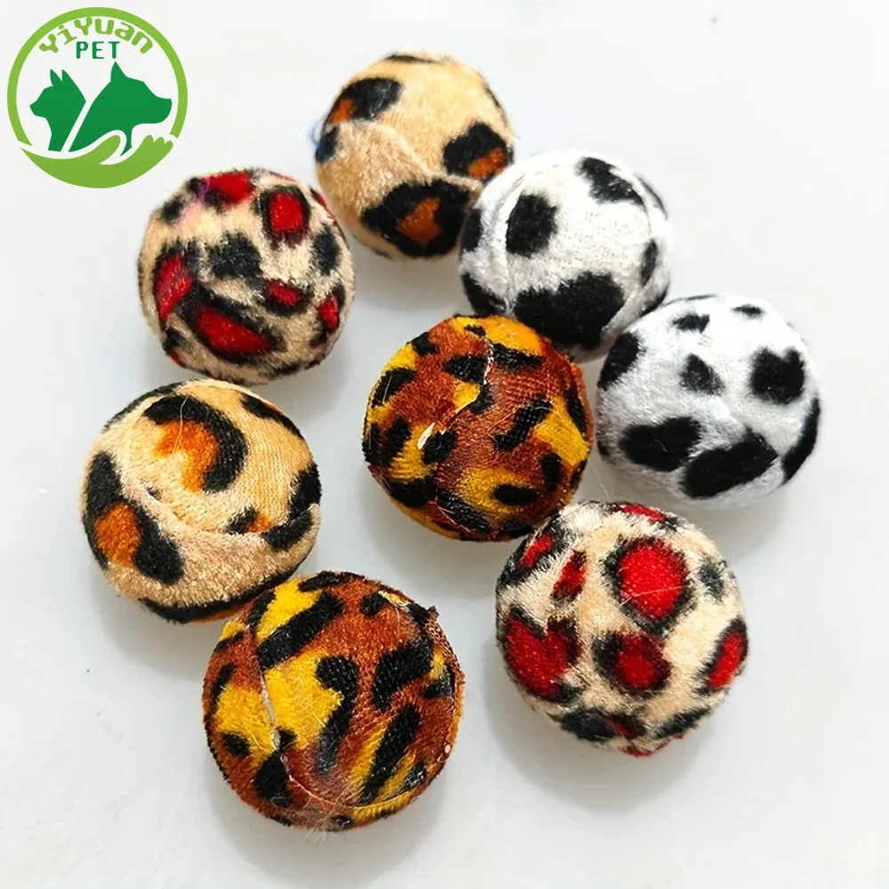 

Pet Plush Leopard Pattern Ball Soft Cat Ball Little Kitten Interactive Toy Cats Chewing Chase Product Pet Supplies Accessories