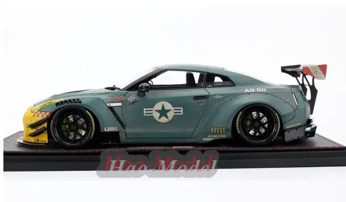 IG 1/18 สําหรับNissan GTR R35 เรซิ่นรุ่นรถDiecastจําลองเด็กของเล่นเด็กของขวัญวันเกิดงานอดิเรกจอแสดงผลเครื่องประดับสีเขียว