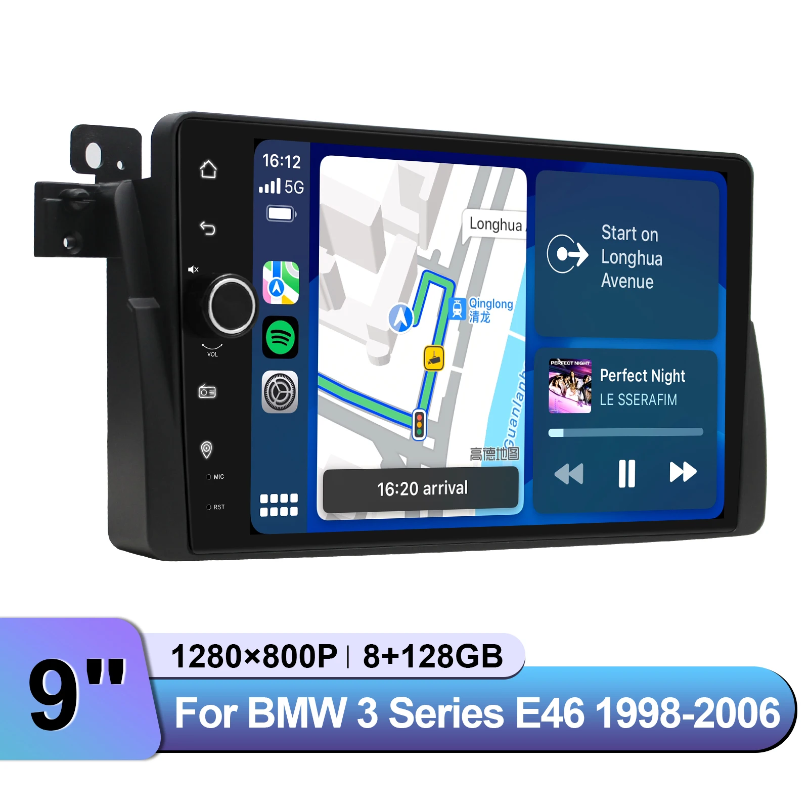 JOYING 9 بوصة سيارة DAB + راديو رقمي ستيريو مشغل وسائط متعددة لسيارات BMW 3 Series E46 1998-2006 دعم OEM الضوابط أبل Carplay #3