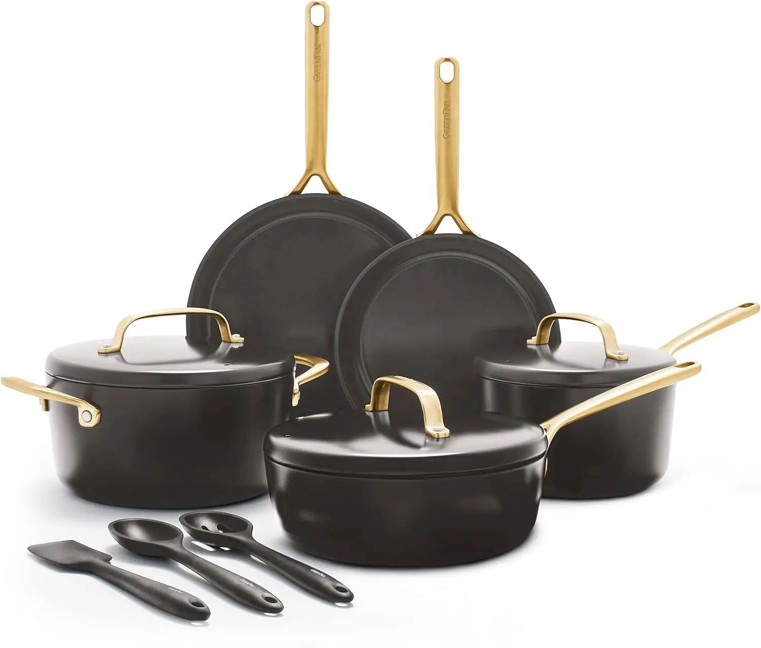 14 Piece Cookware Pots and Pans Set, Hard Anodized Ceramic Nonstick PFAS-Free, Induction Suitable, Scratch Resistant