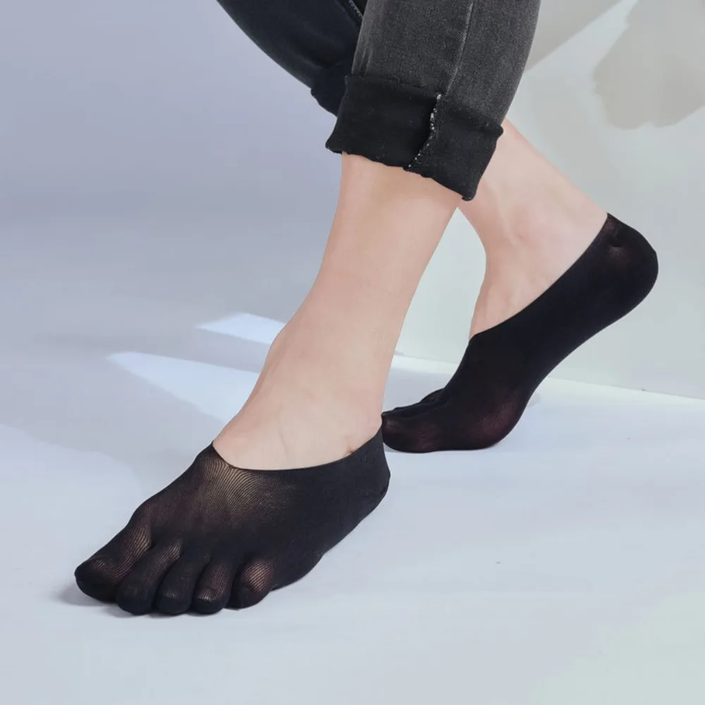 Fashion Transparent Men's Five Finger Socks Hollow Ultra-thin Men's Mesh Five Toes Socks Breathable Low Cut Summer