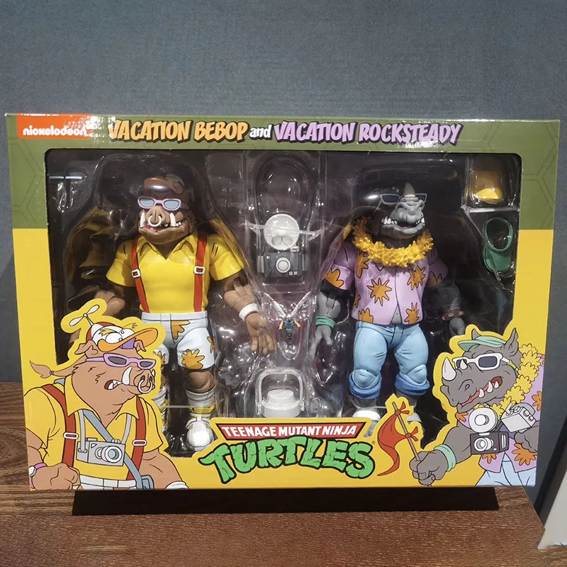 Figura de tortuga Ninja mutante adolescente NECA 54359 Bebop y Rocksteady Figuras de acción muñeca modelo móvil de 7 pulgadas regalo para niños Original