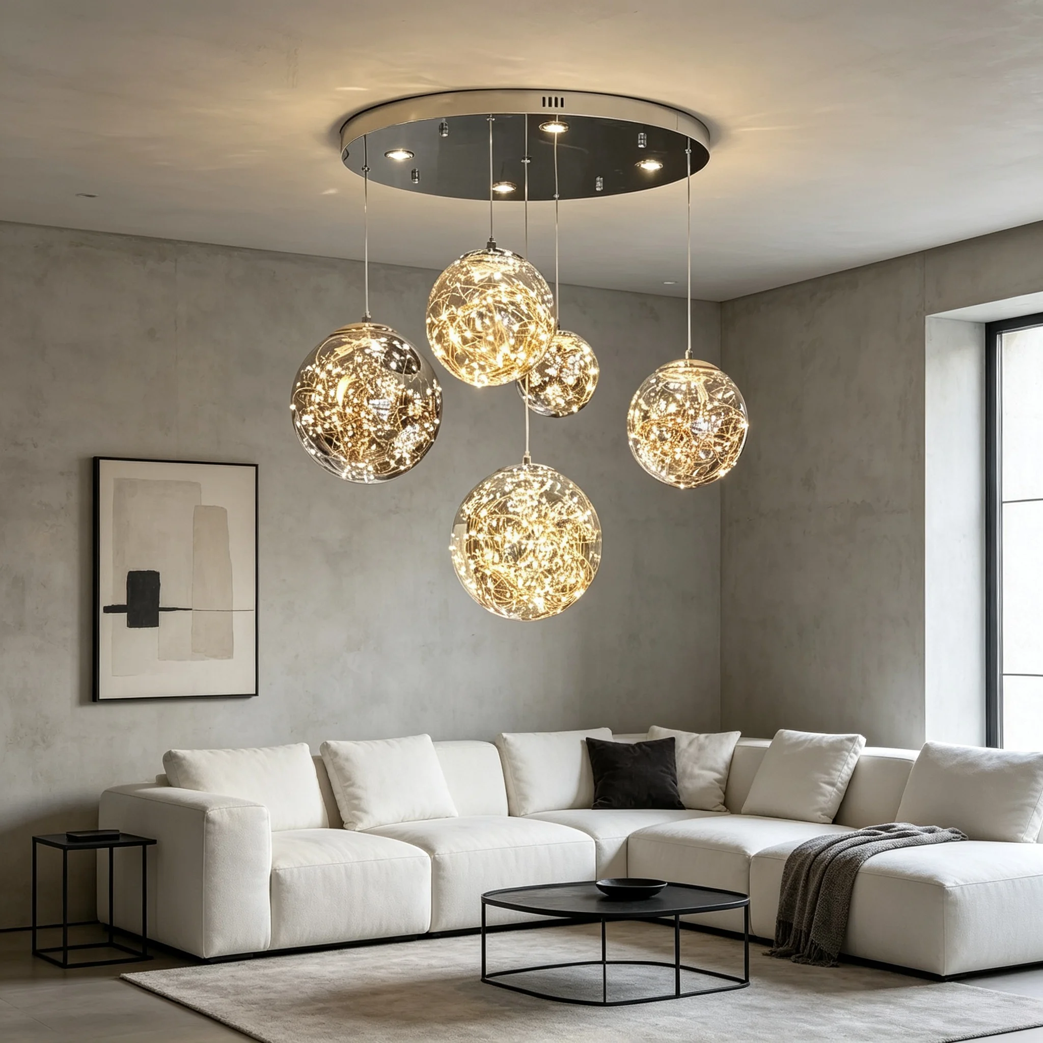 Nordic Glass Chandelier Multi-Light Pendant Light for Dining Room/Cafe, Modern Hanging Ceiling Lamp for Home & Commercial  Decor