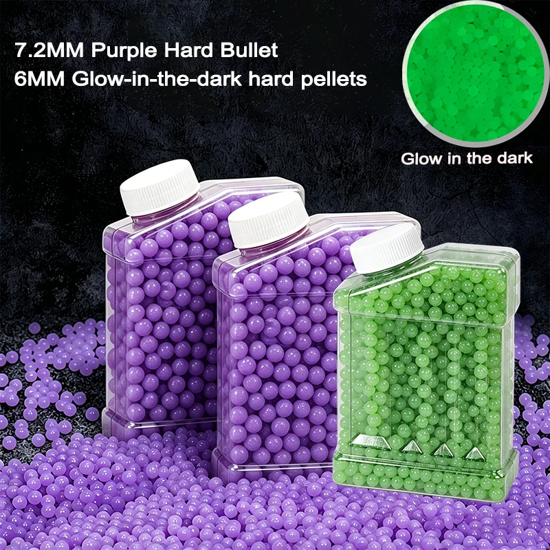ZZ 6mm Glow In Dark Hard BB Pellets 7.2mm Purple Plastic Round Balls Toy Gun Outdoor Shooting Replacement Parts
