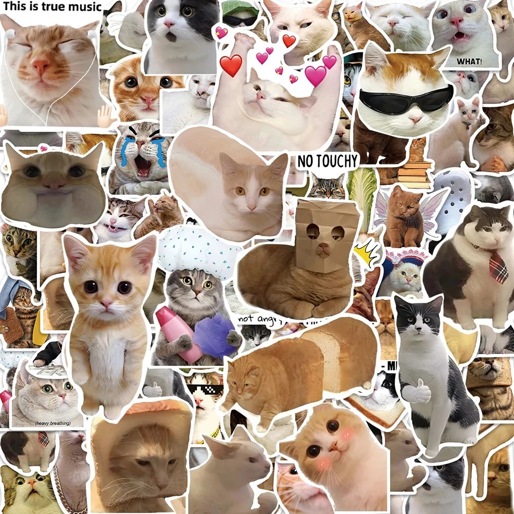 10/50/100/200 stücke Nette Tier Katze Aufkleber Kawaii Mädchen Kinder Lustige Kätzchen MEME Graffiti Aufkleber Spielzeug wasserdicht DIY Telefon Fall Fahrrad