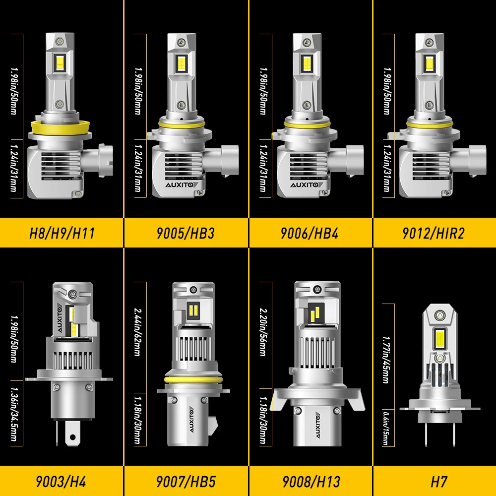 AUXITO-bombilla LED Canbus de 100W, Bombilla de faro Turbo sin Error, H11, H8, H4, H7, 9005, HB3, 9006, HB2, 9012, HIR2, H13, 9008, 9007, HB5,