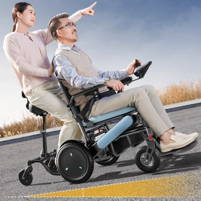 

Double electric wheelchair, intelligent fully automatic, foldable scooter