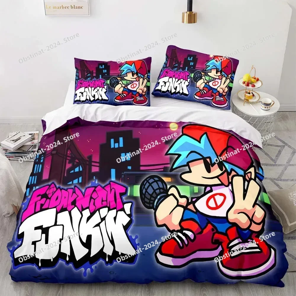 

3D Print Anime Friday Night Funkin Bedding Set Single Twin Full Queen King Size Kawaii Bed Set Adult Kid Bedroom Duvetcover Sets